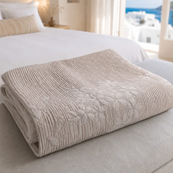 Couvre lit des. Bouquet col. Ivory-Light Salmon