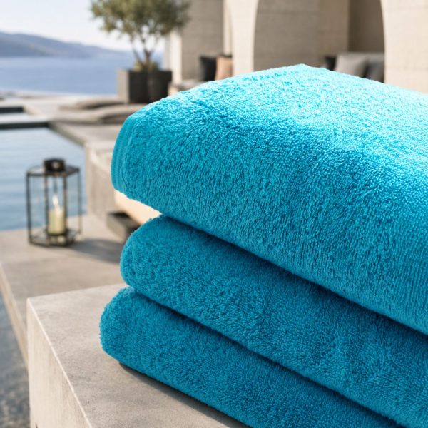 Πετσέτα Πισίνας col Blue Turqoise 100% cotton VAT Dyed