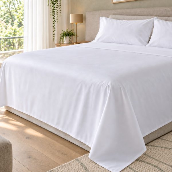 Σεντόνι ξενοδοχείου λευκό Percale Polycotton