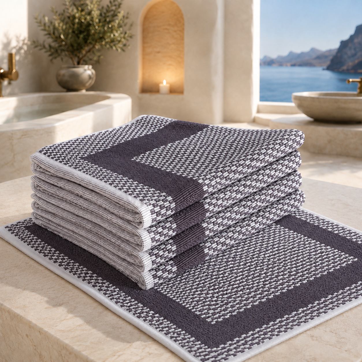 tapeto greywhite cotton OIKONOMIKO TAPETA
